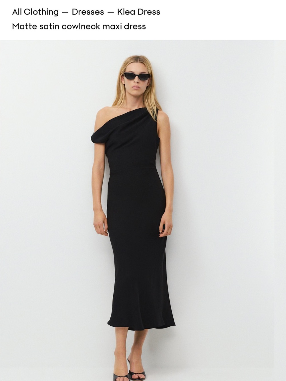 Aritzia One-Shoulder Matte Satin Maxi Dress - Black